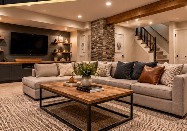Comfortable finished basement